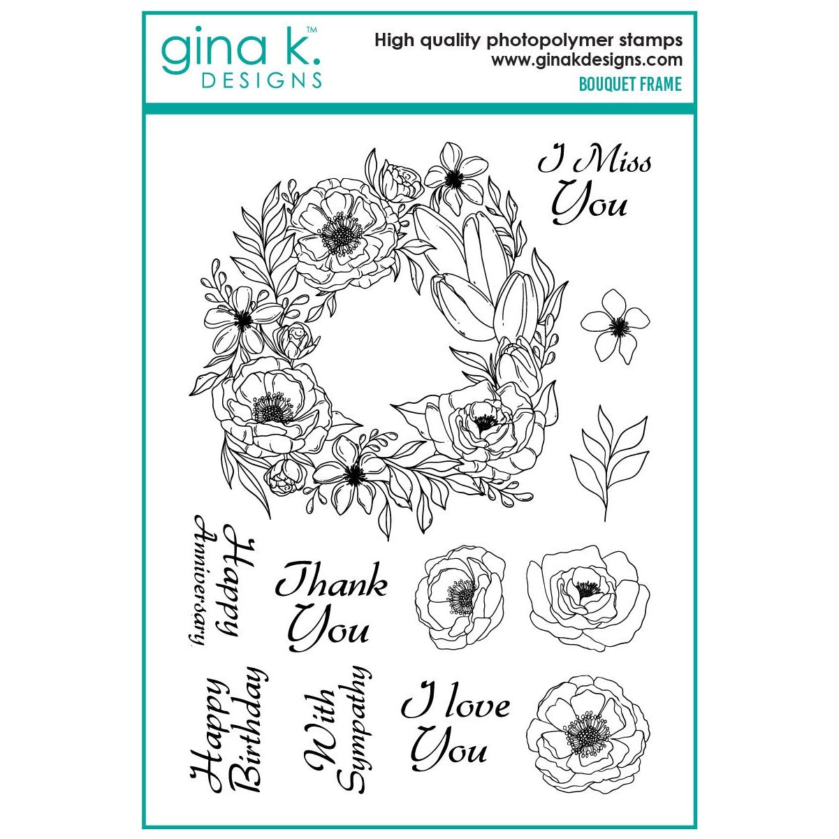 Gina K Designs Bouquet Frame Stamps hs65