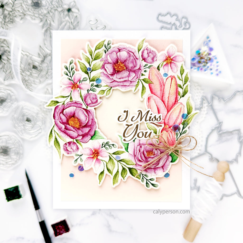 Gina K Designs Bouquet Frame Stamps hs65 I Miss You