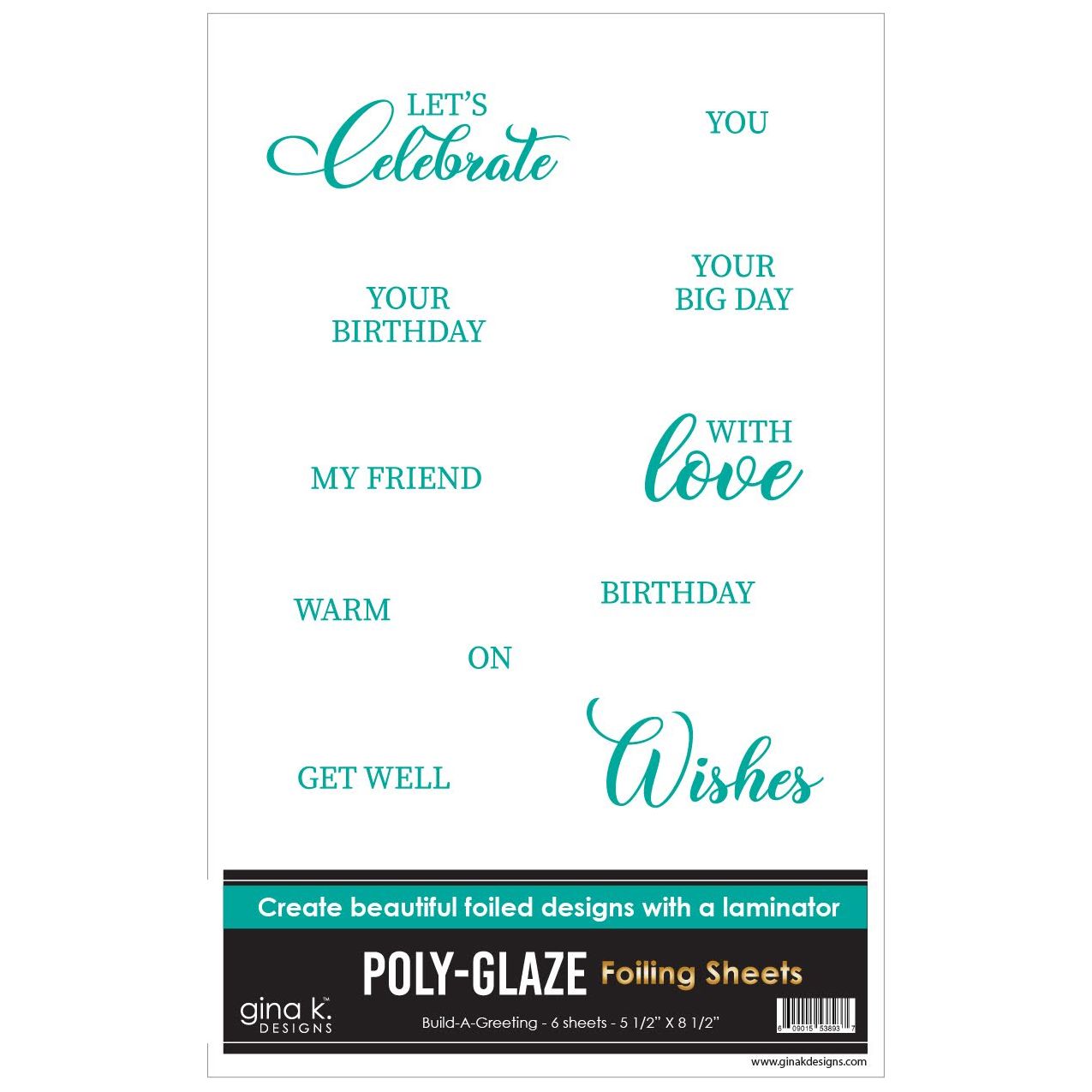 Gina K Designs Build A Greeting Poly-Glaze Foiling Sheets pgf42