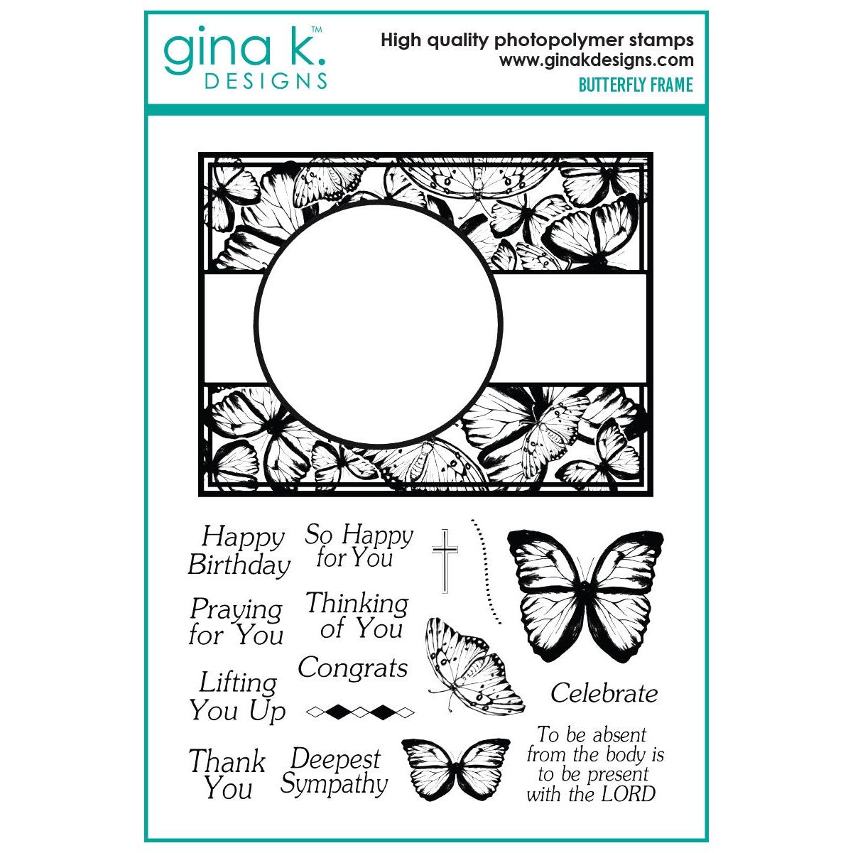 Gina K Designs Butterfly Frame Stamps mm141