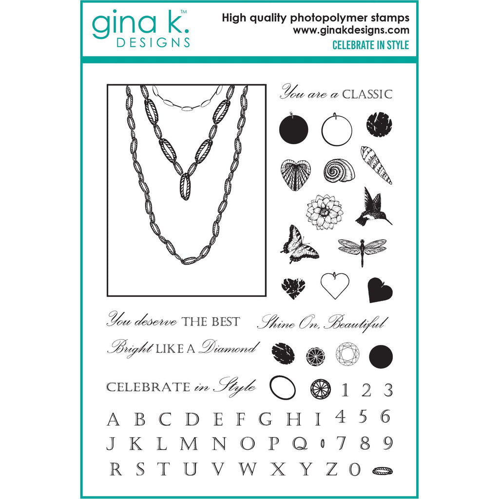 Gina K Designs Celebrate in Style Stamps and Dies Bundle mmdie0470 Stamps Only