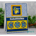Decorative card with lemon illustration and floral design, featuring the text 'live the sweet life!' by Karen Hightower of Gina K. Designs.
