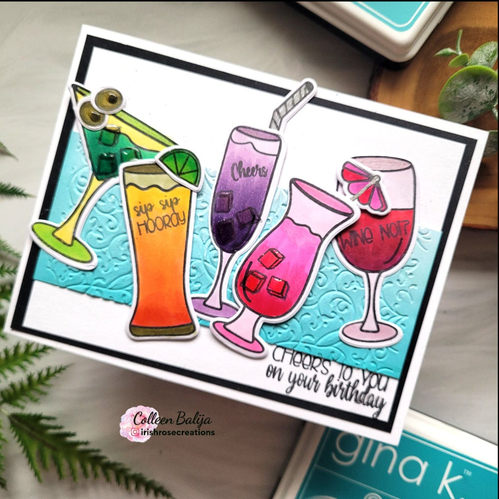 Gina K Designs Cheers Stamps and Dies Bundle bsdie0471 Sip Sip
