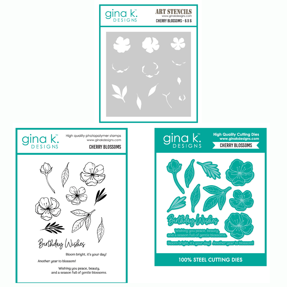 Gina K Designs Cherry Blossoms Stamps Dies and Stencil