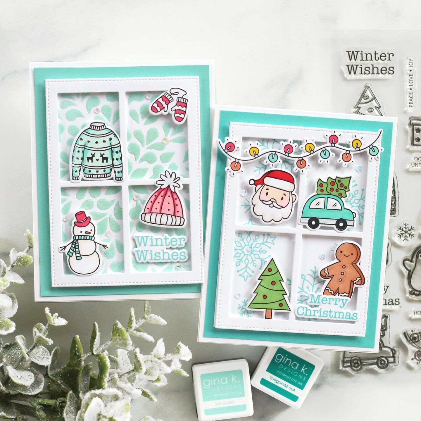 Gina K Designs Christmas Cheer Stamps gkd251 Postage Window Panels