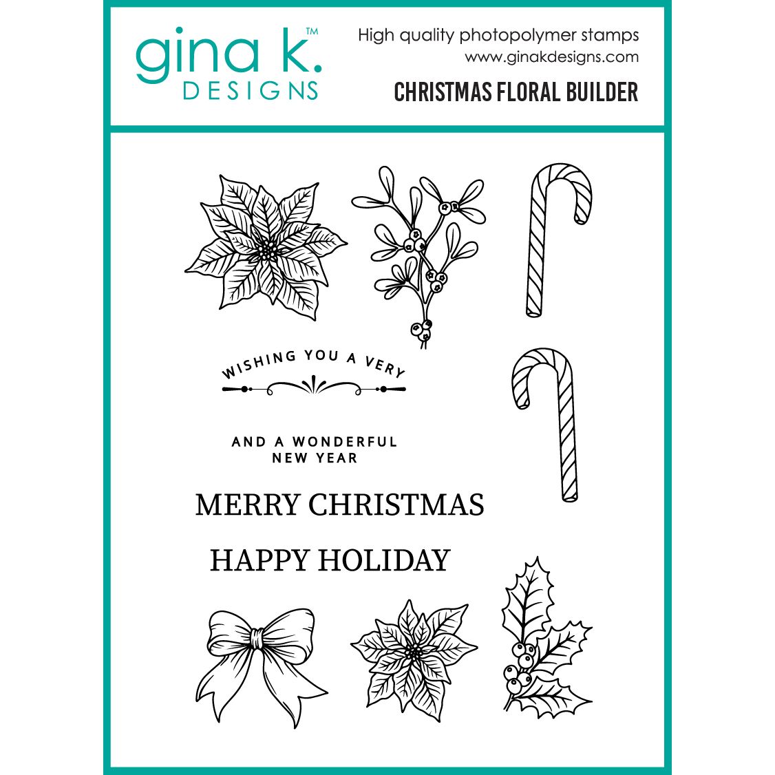 Gina K Designs Christmas Floral Builder Stamps as60