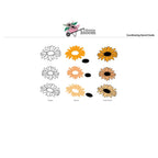 Coordinating stencil guide for daisy flowers with 'daisies bloom' branding.