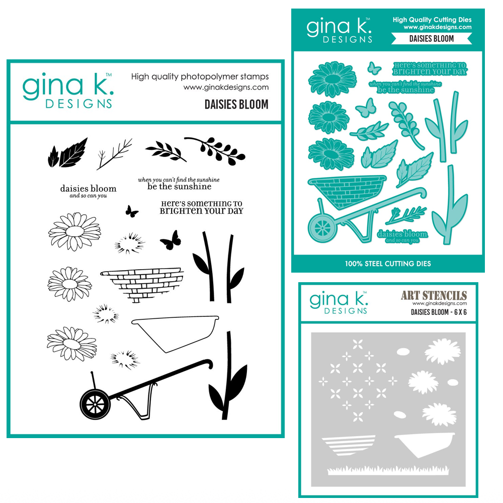 Gina K Designs Daisies Blooms Stamps Dies and Stencil