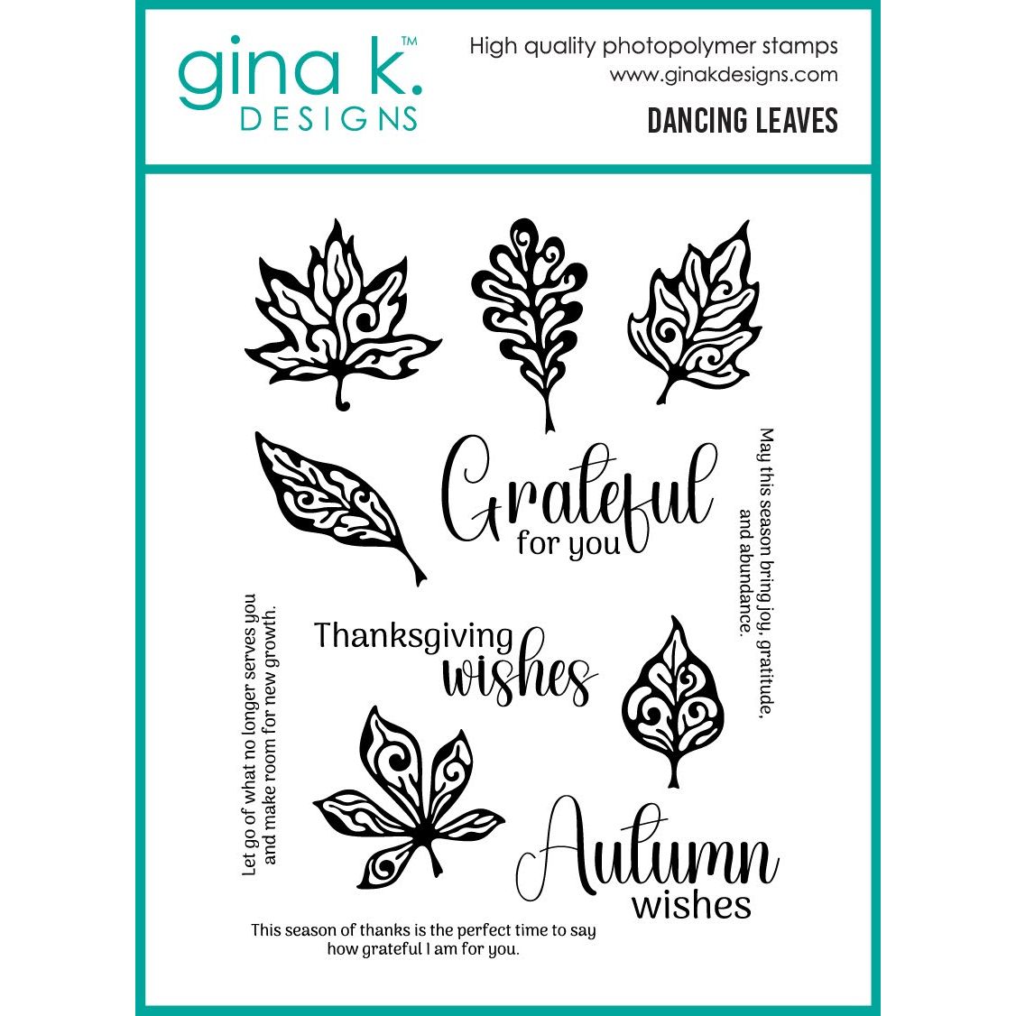 Gina K Designs Dancing Leaves Stamps gkd365