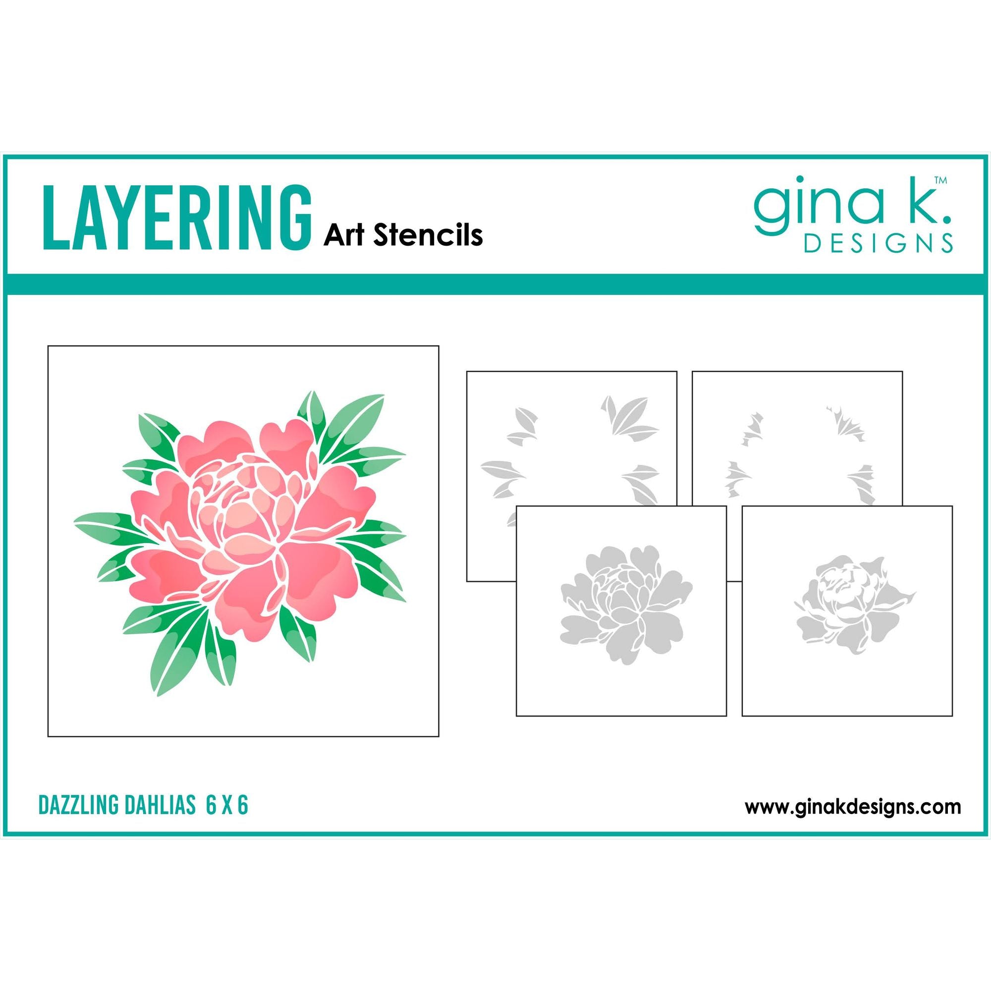 Gina K Designs Dazzling Dahlia Stencils gkdst90