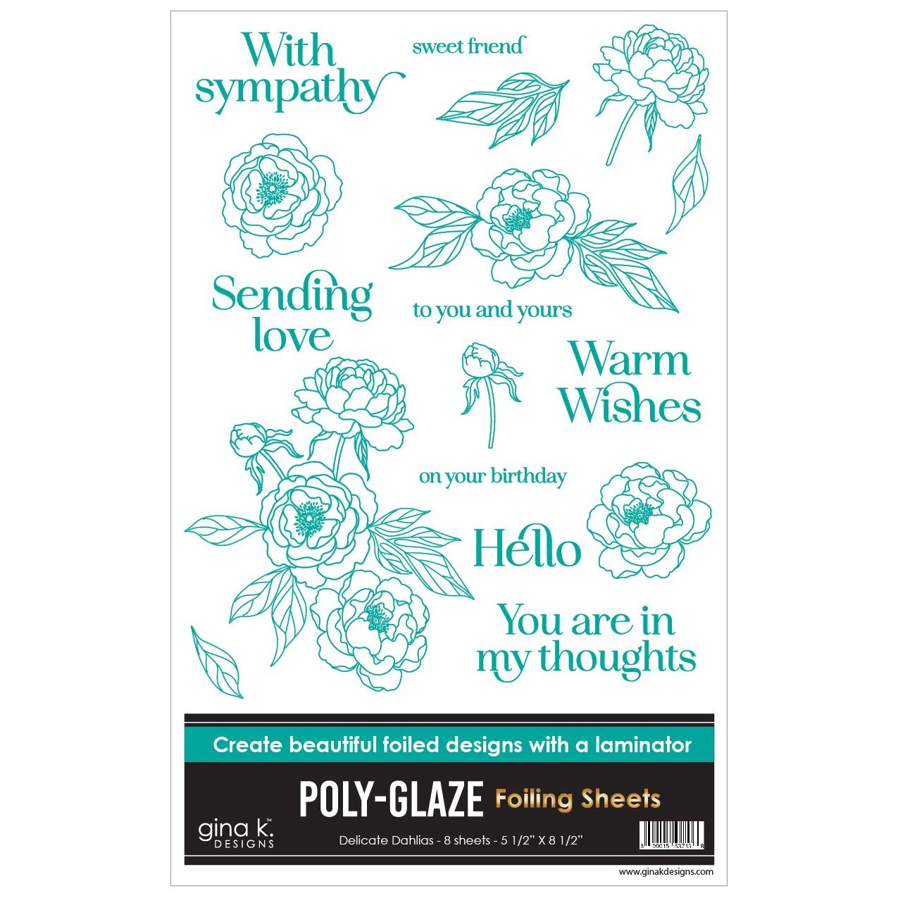 Gina K Designs Delicate Dahlias Poly-Glaze Foiling Sheets pgf37