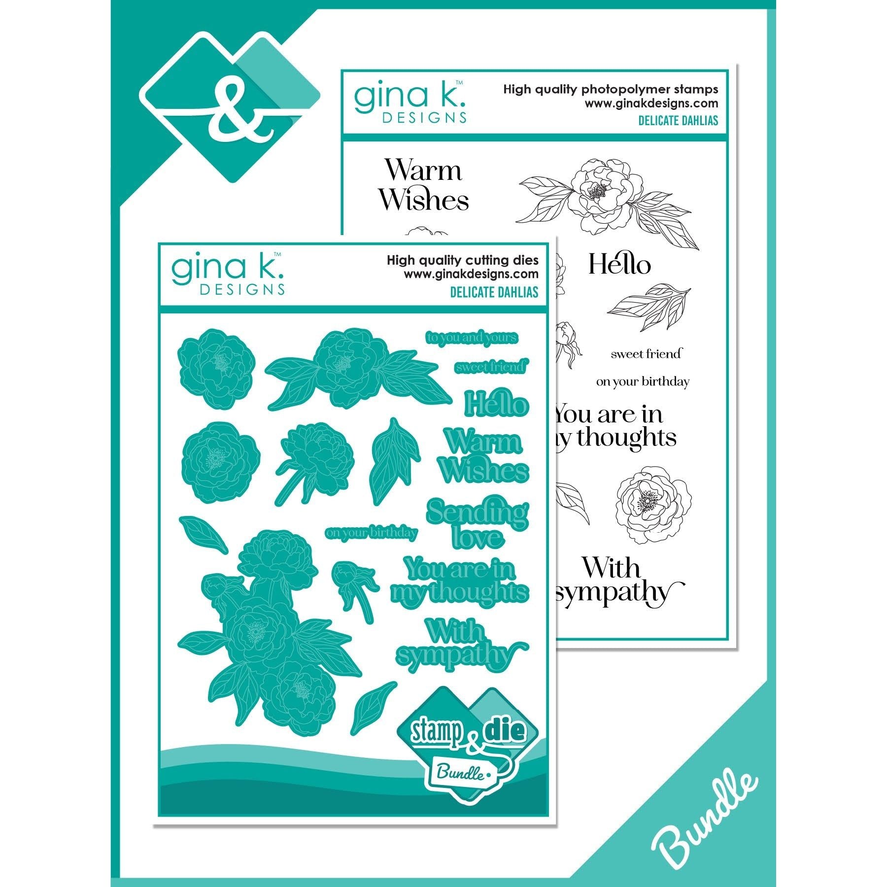 Gina K Designs Delicate Dahlias Stamps and Dies Bundle gkdie0475