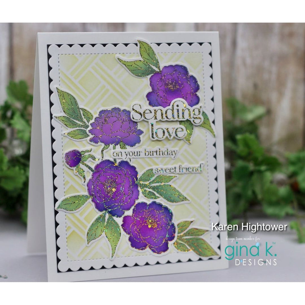 Gina K Designs Delicate Dahlias Stamps and Dies Bundle gkdie0475 sending love