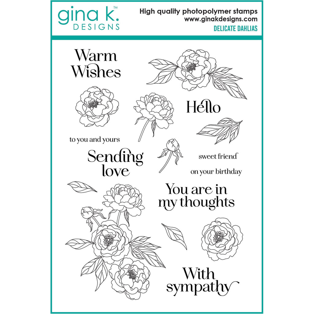 Gina K Designs Delicate Dahlias Stamps and Dies Bundle gkdie0475 stamps only
