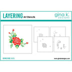 Gina K Designs Divine Rose Stencils and Die Bundle die0720 stencils shown individually