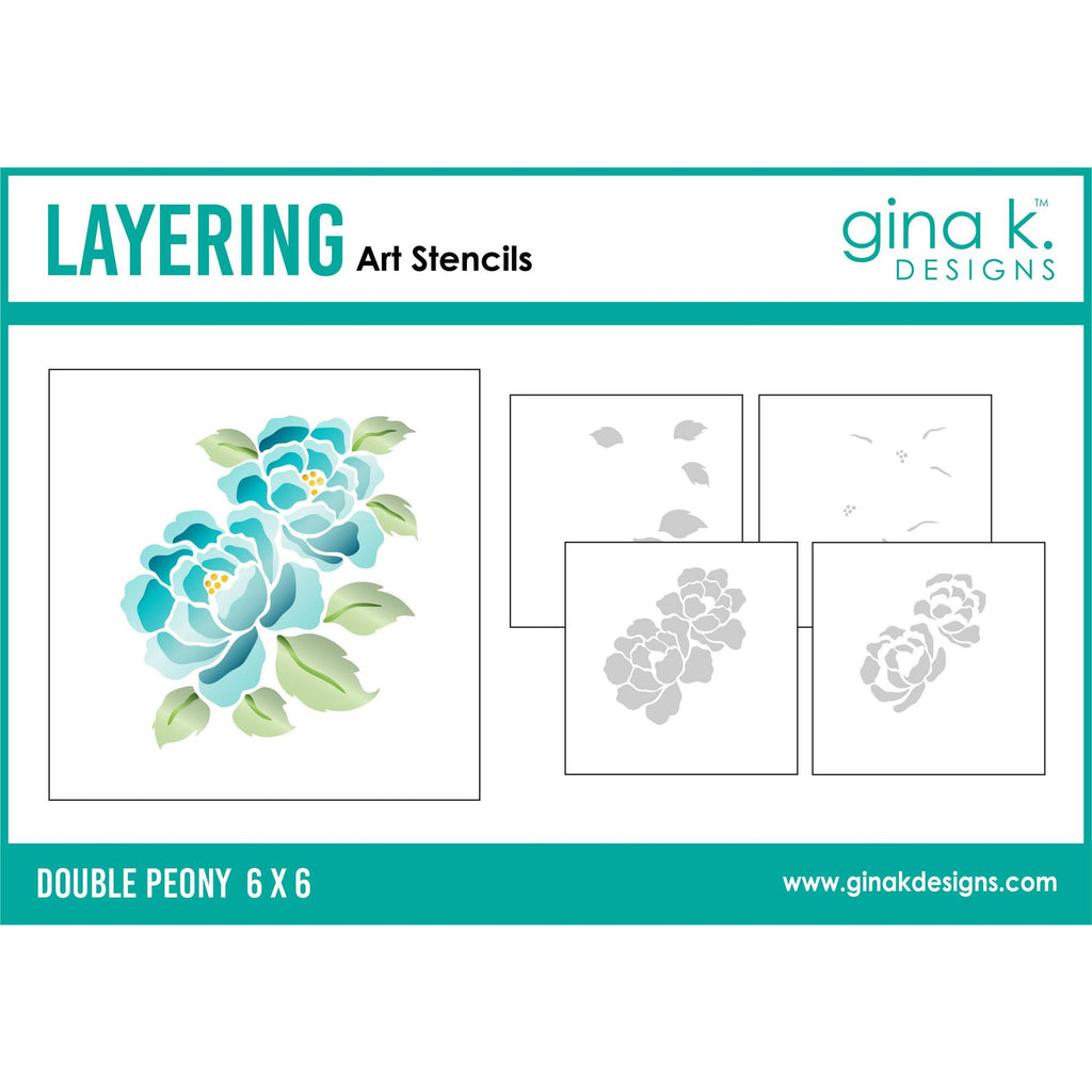 Gina K Designs Double Peony Layering Stencils gkdst92