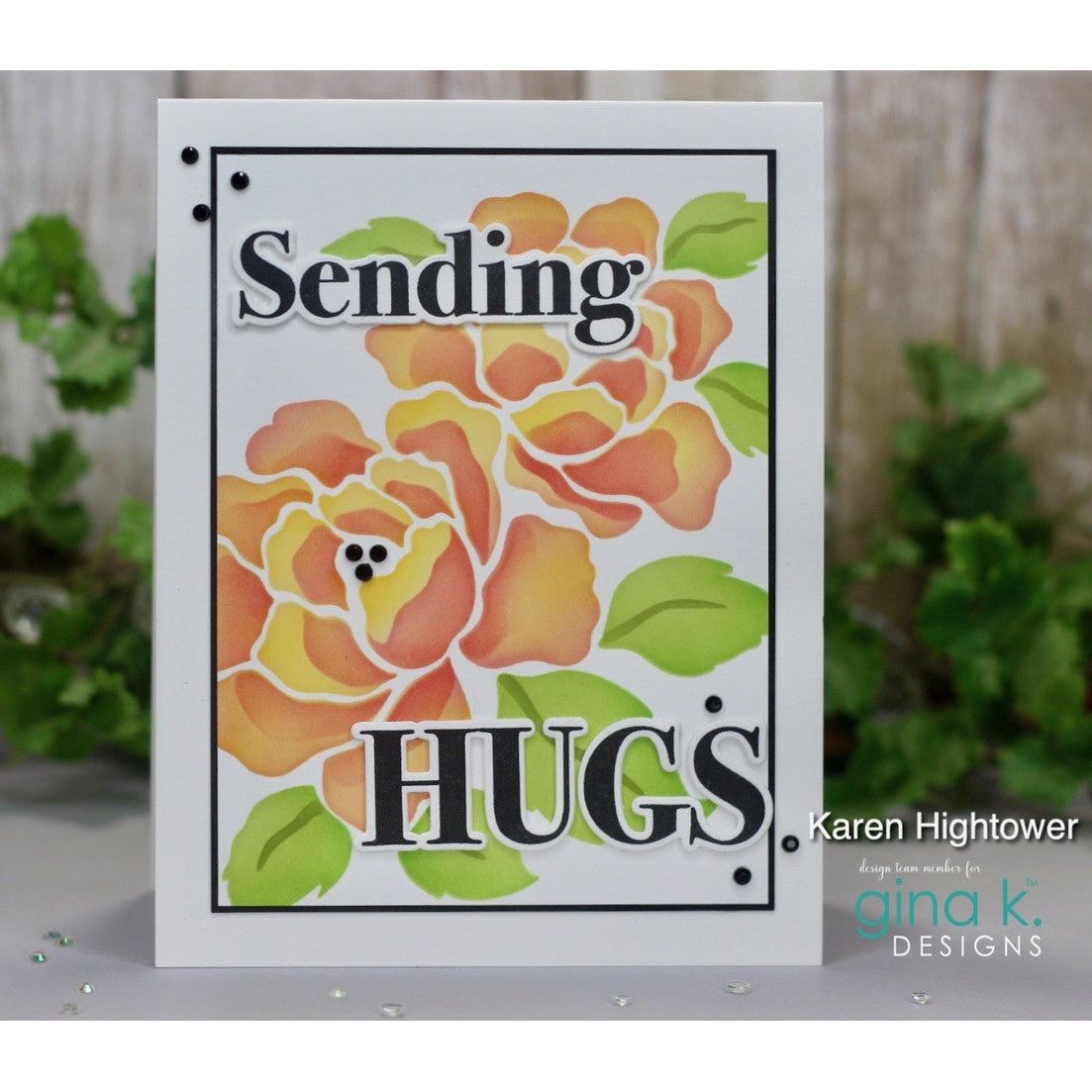 Gina K Designs Double Peony Layering Stencils gkdst92 hugs