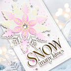 Gina K Designs Exclusive Limited Edition Christmas Star Flakes Poly-Glaze pgcsf Gina Krupsky Pink and White Snow Tag | color-code:ALT02