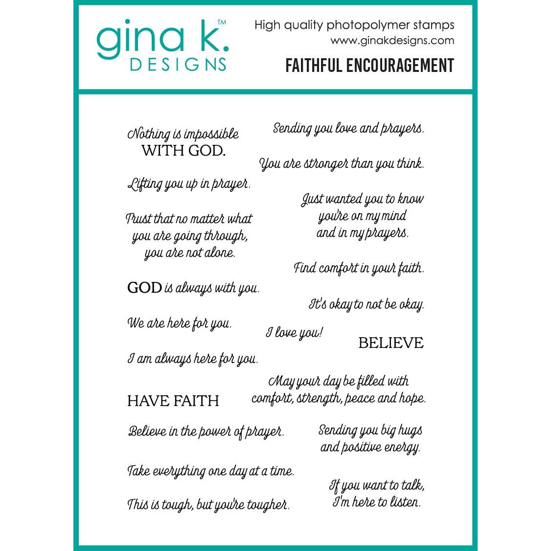 Gina K Designs Faithful Encouragement Stamps dw43