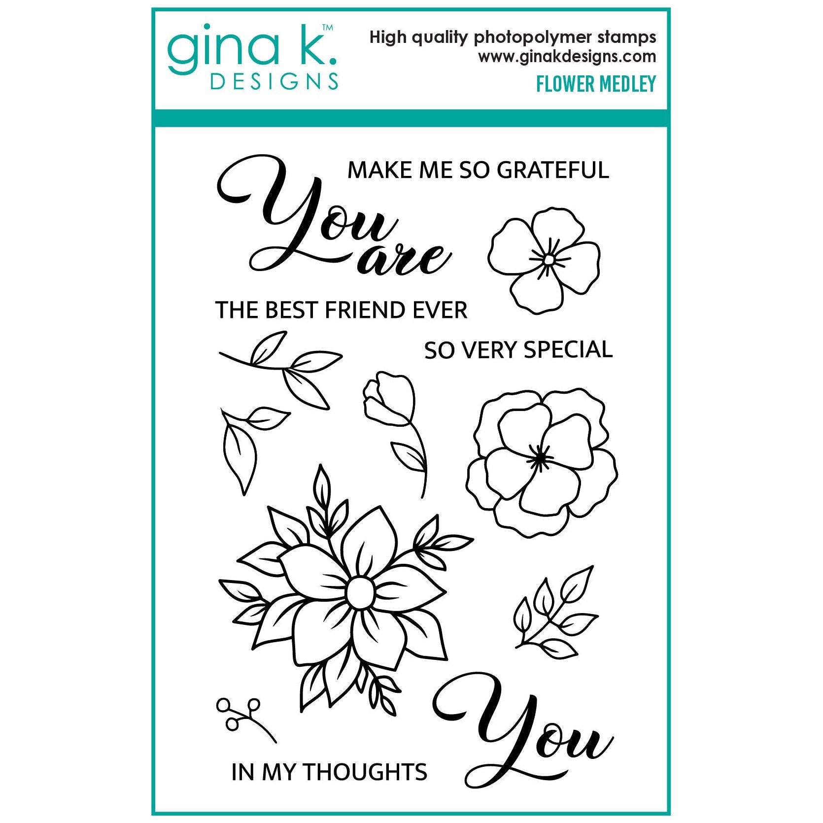 Gina K Designs Flower Medley Stamps gkd275