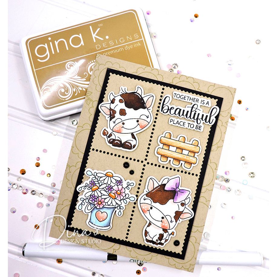 Gina K Designs Friendly Pastures Stamps dg15 beautiful place to be cow card