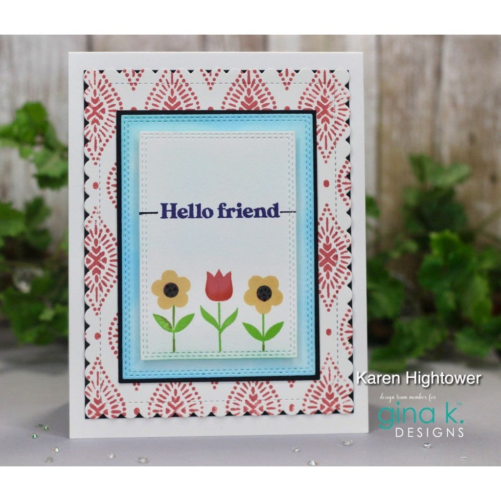 Gina K Designs Friendly Wishes Stamps and Dies Bundle gkdie0485 hello friend