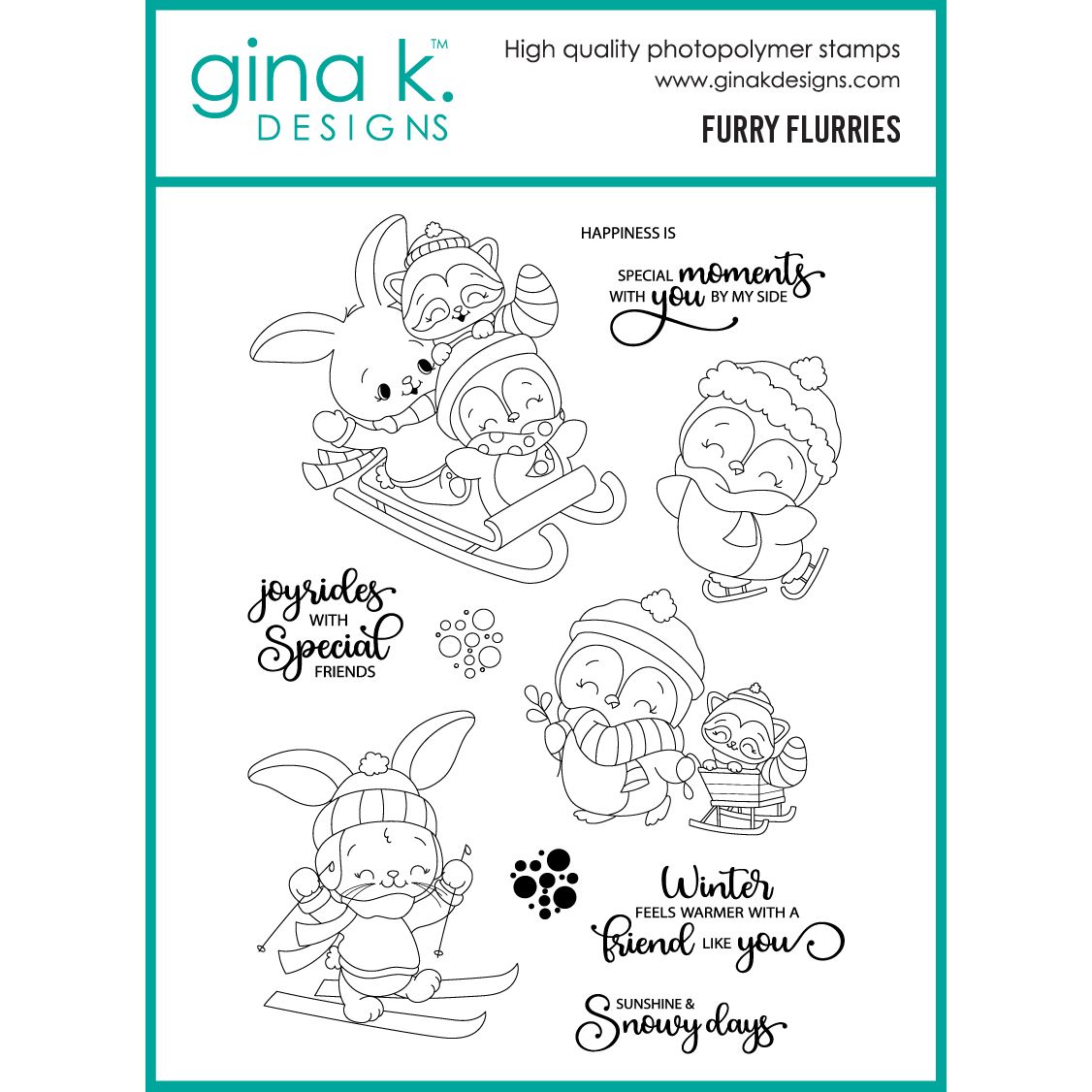 Gina K Designs Furry Flurries Stamps dg16