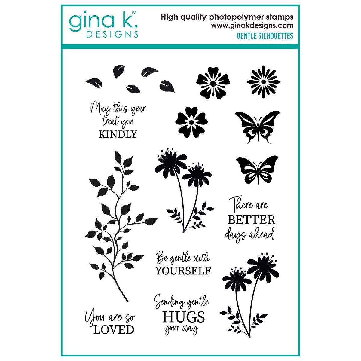 Gina K Designs Gentle Silhouettes Stamps and Dies Bundle gkdie0514 stamps only