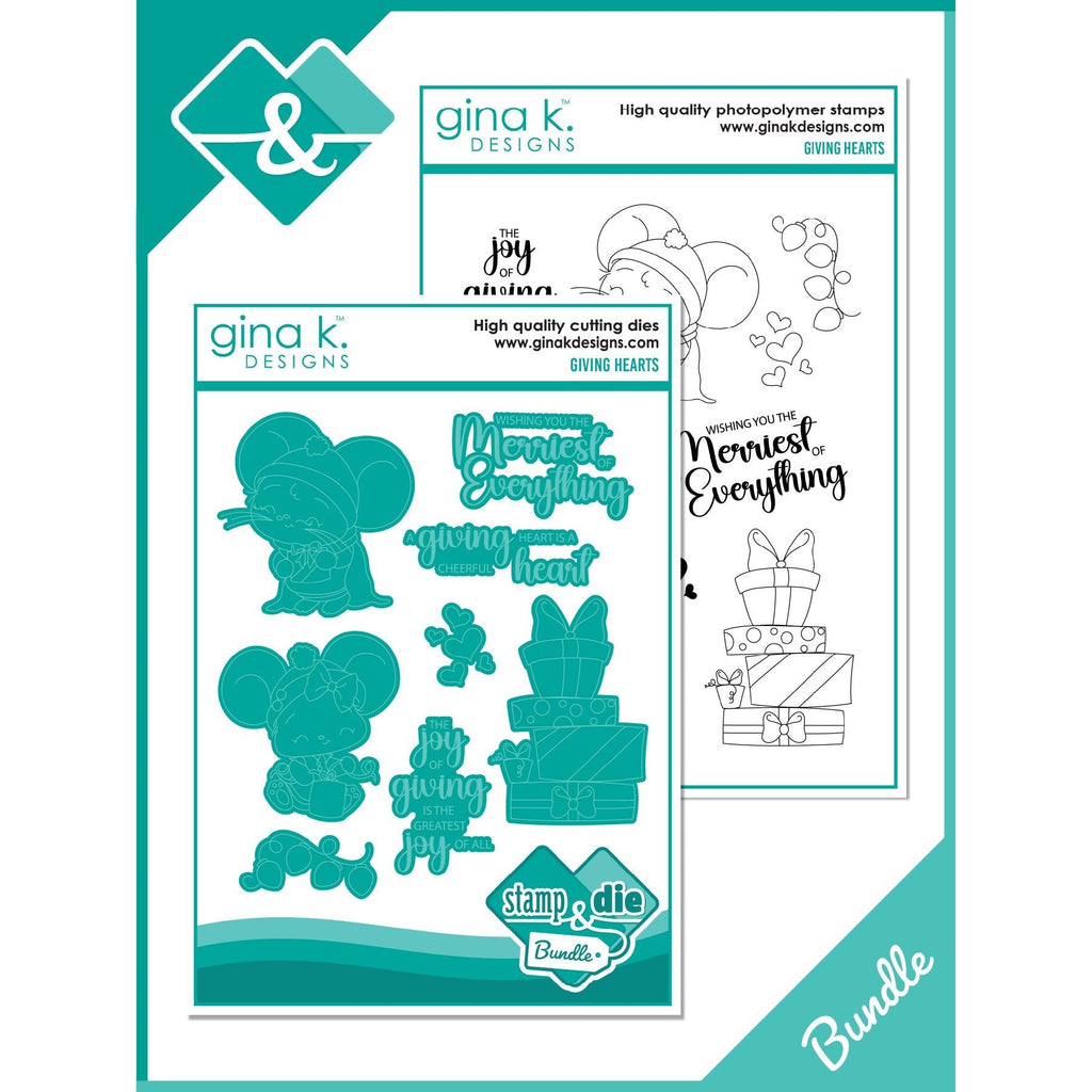 Gina K Designs Giving Hearts Stamps and Dies Bundle dgdie0448