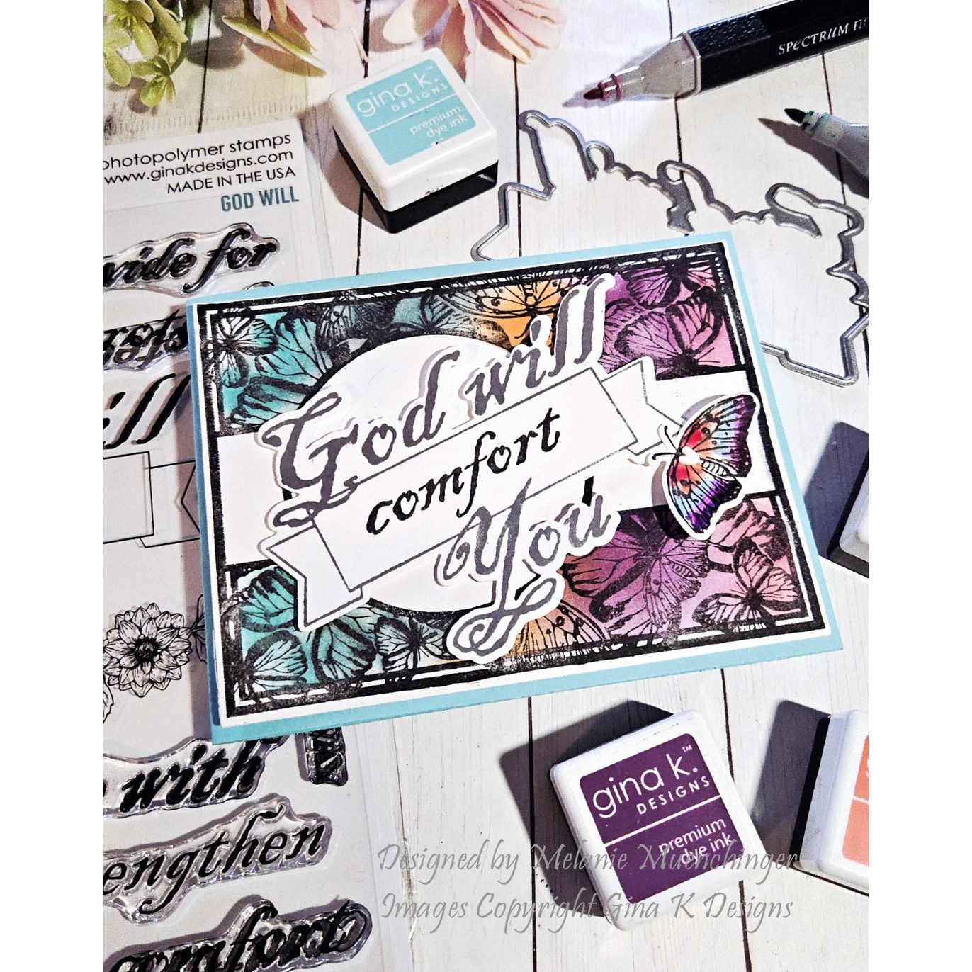 Gina K Designs God Will Comfort You Card with Butterfly Background