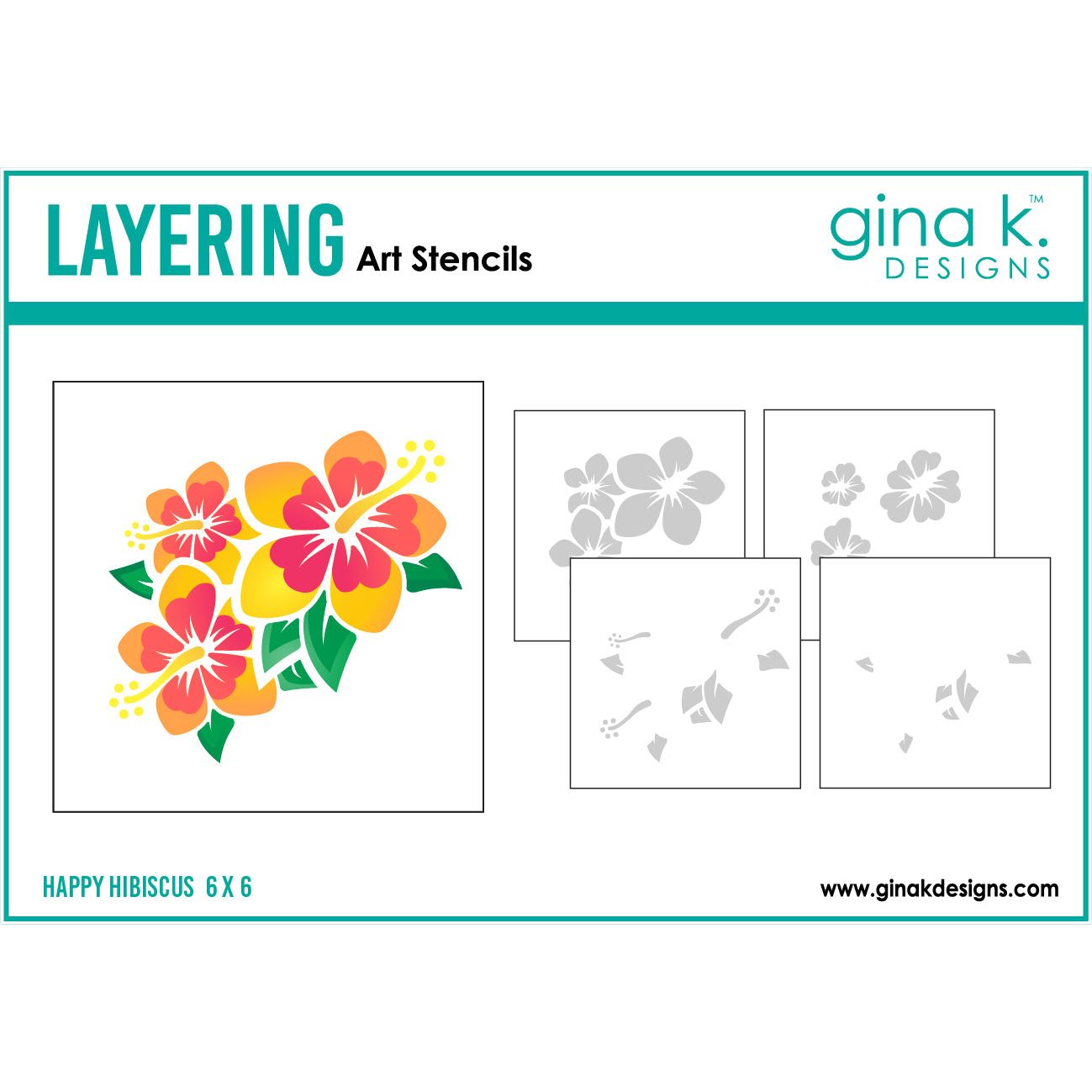 Gina K Designs Happy Hibiscus Layering Stencils akgkdst108