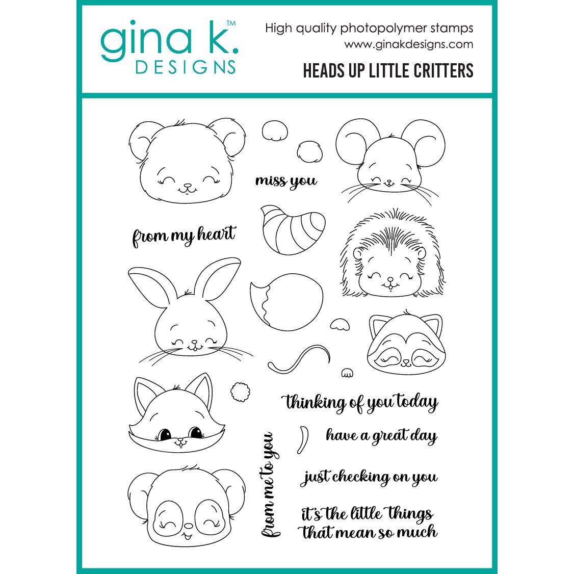 Gina K Designs Heads Up Little Critters Stamps dg20