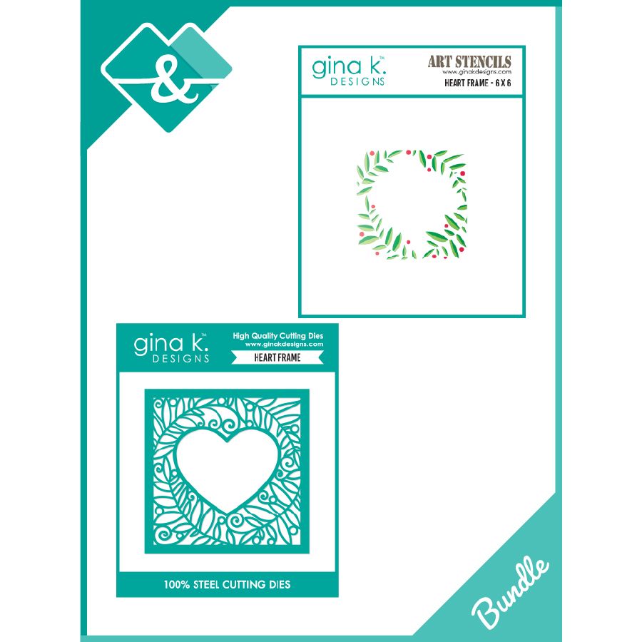 Gina K Designs Heart Frame Stencil and Die Bundle akdie0748