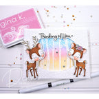 Gina K Designs Heart of the Forest thinking of you with two deer forest background embossed effects card