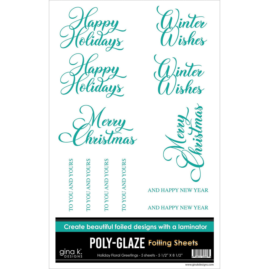 Gina K Designs Holiday Floral Greetings Poly-Glaze Foiling Sheets pgf34