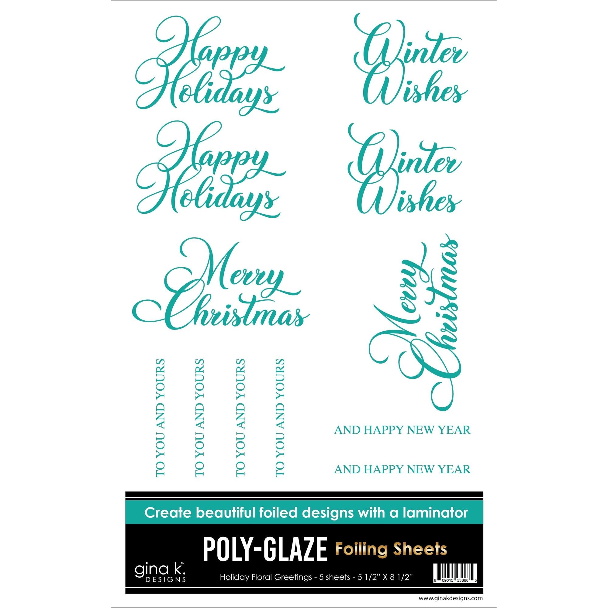 Gina K Designs Holiday Floral Greetings Poly-Glaze Foiling Sheets pgf34