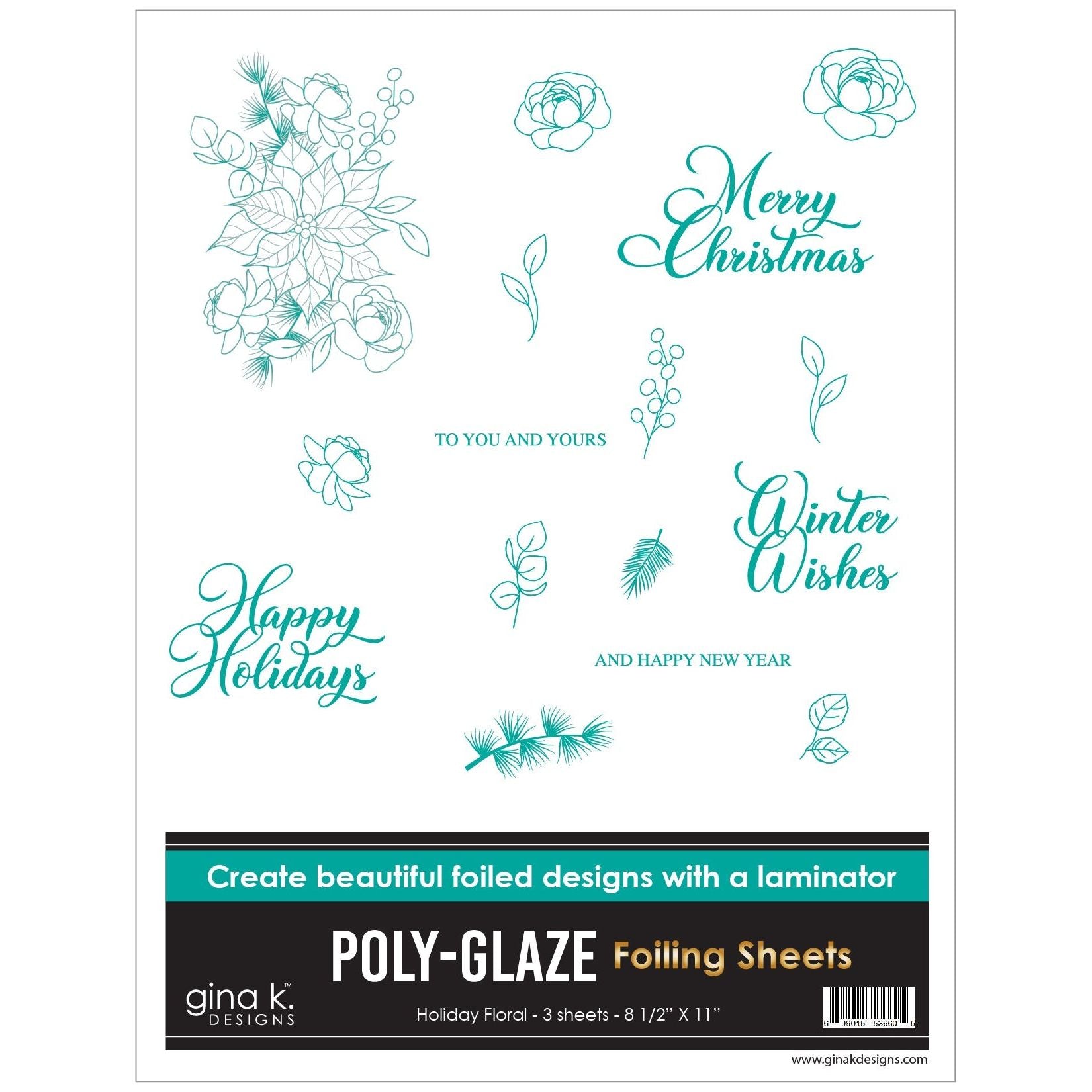 Gina K Designs Holiday Floral Poly-Glaze Foiling Sheets pgf33