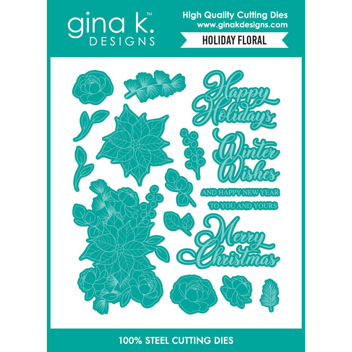 Gina K Designs Holiday Floral Stamps Coordinating Dies gkdie0458