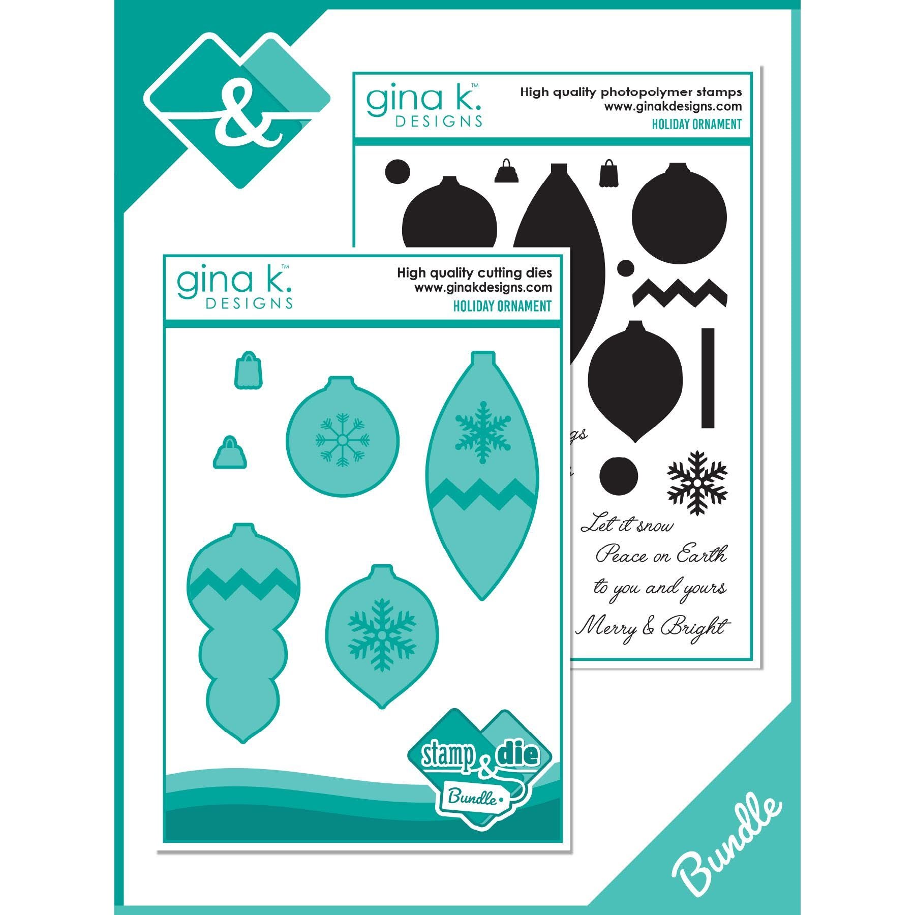 Gina K Designs Holiday Ornaments Stamps and Dies Bundle bsdie0462