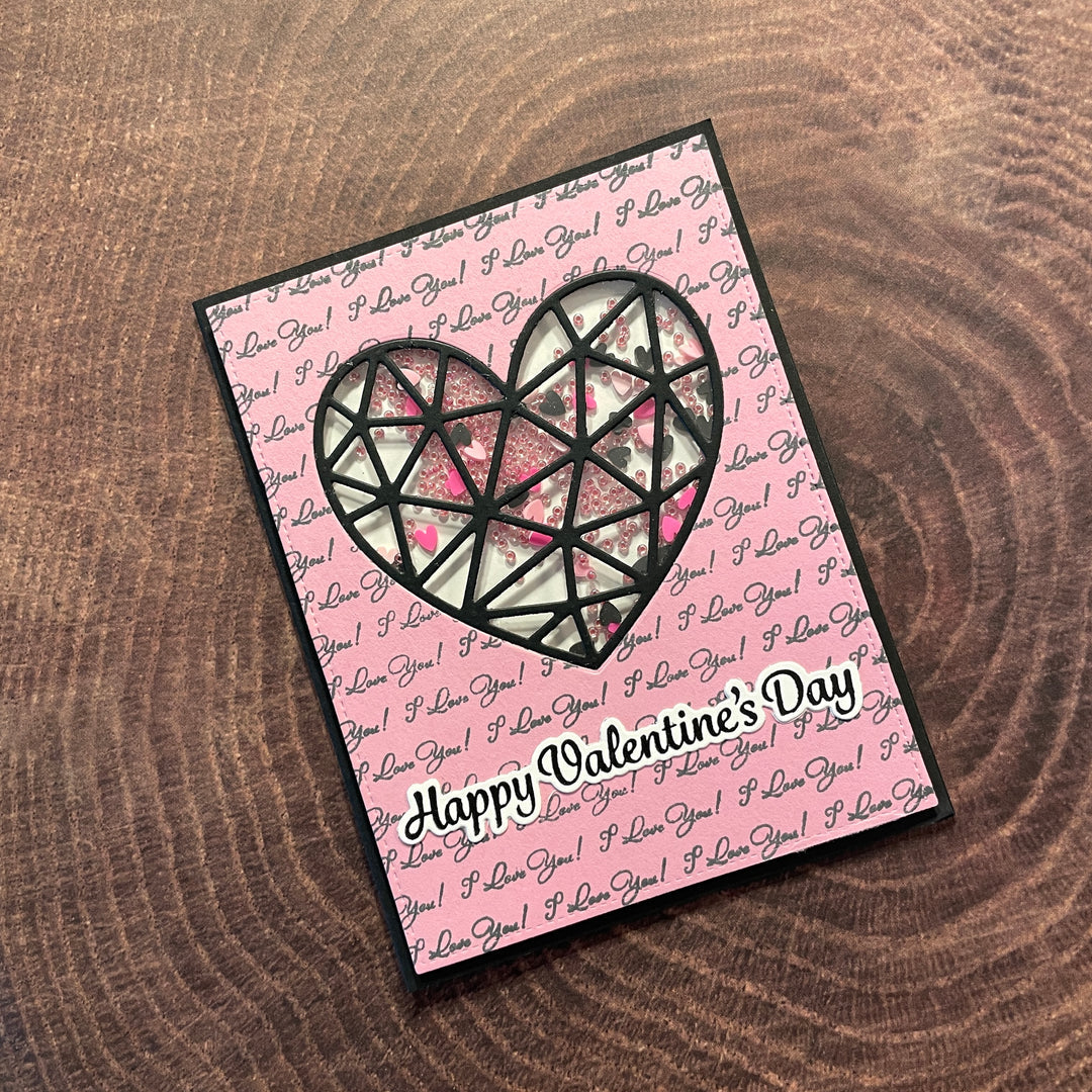 Gina K Designs I Love You Background Stamp dw44 Happy Valentine's Day Shaker Card