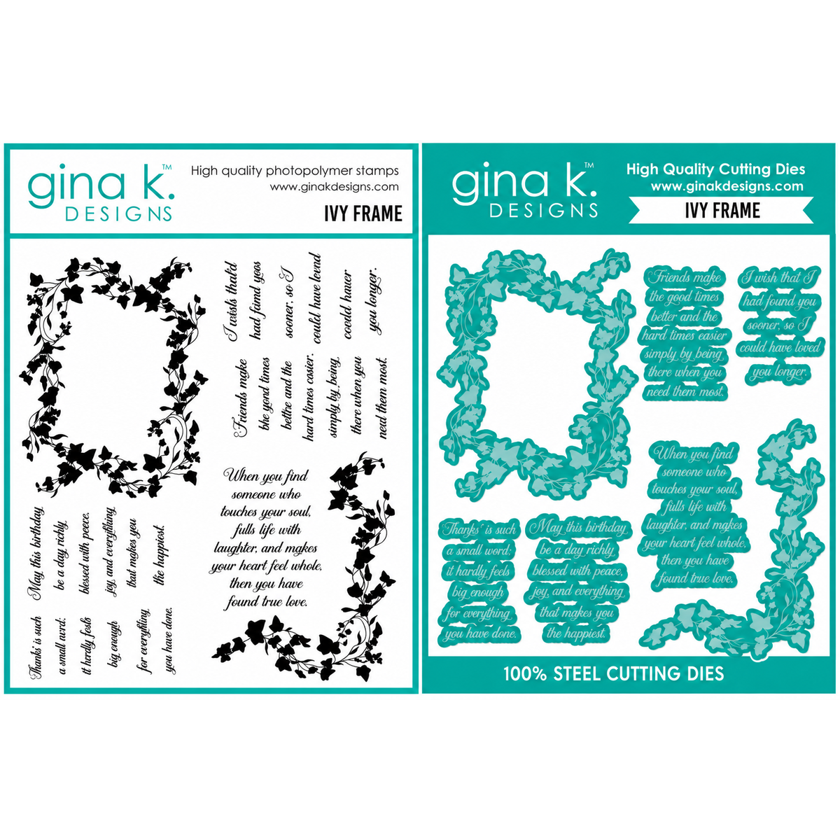 Gina K Designs Ivy Frame Stamps and Dies