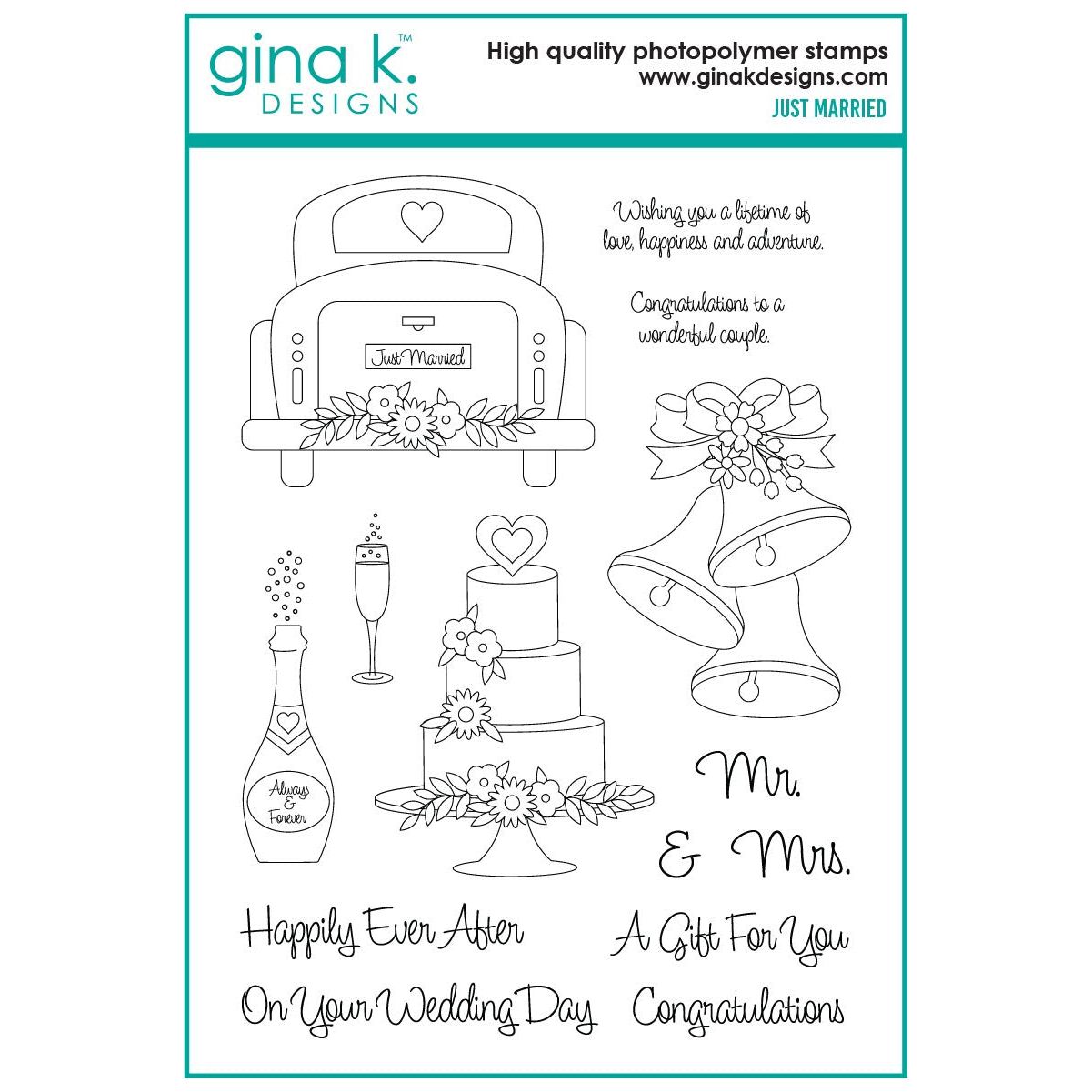 Gina K Designs Just Married Stamps dw36