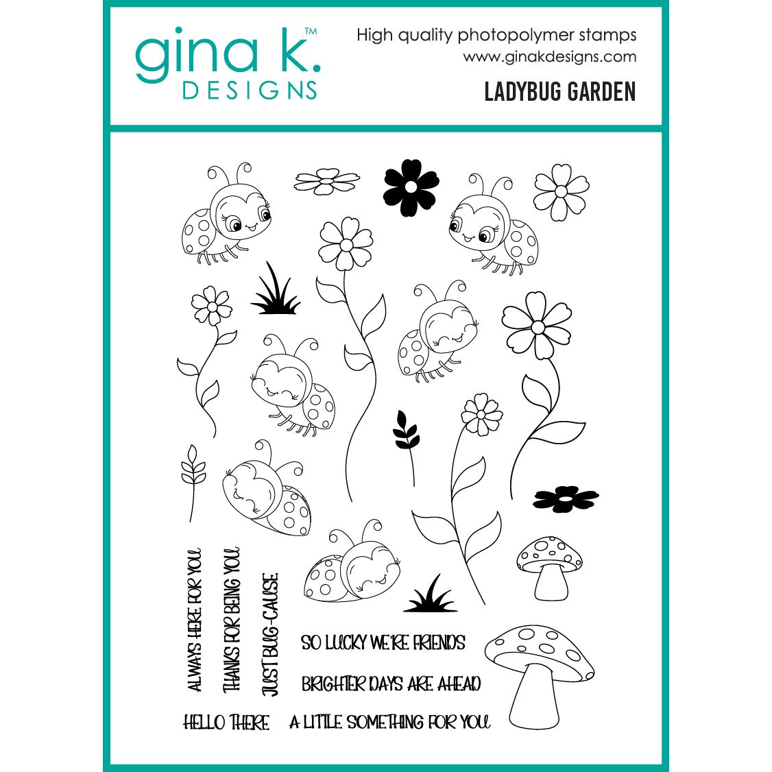 Gina K Designs Ladybug Garden Stamps dg22