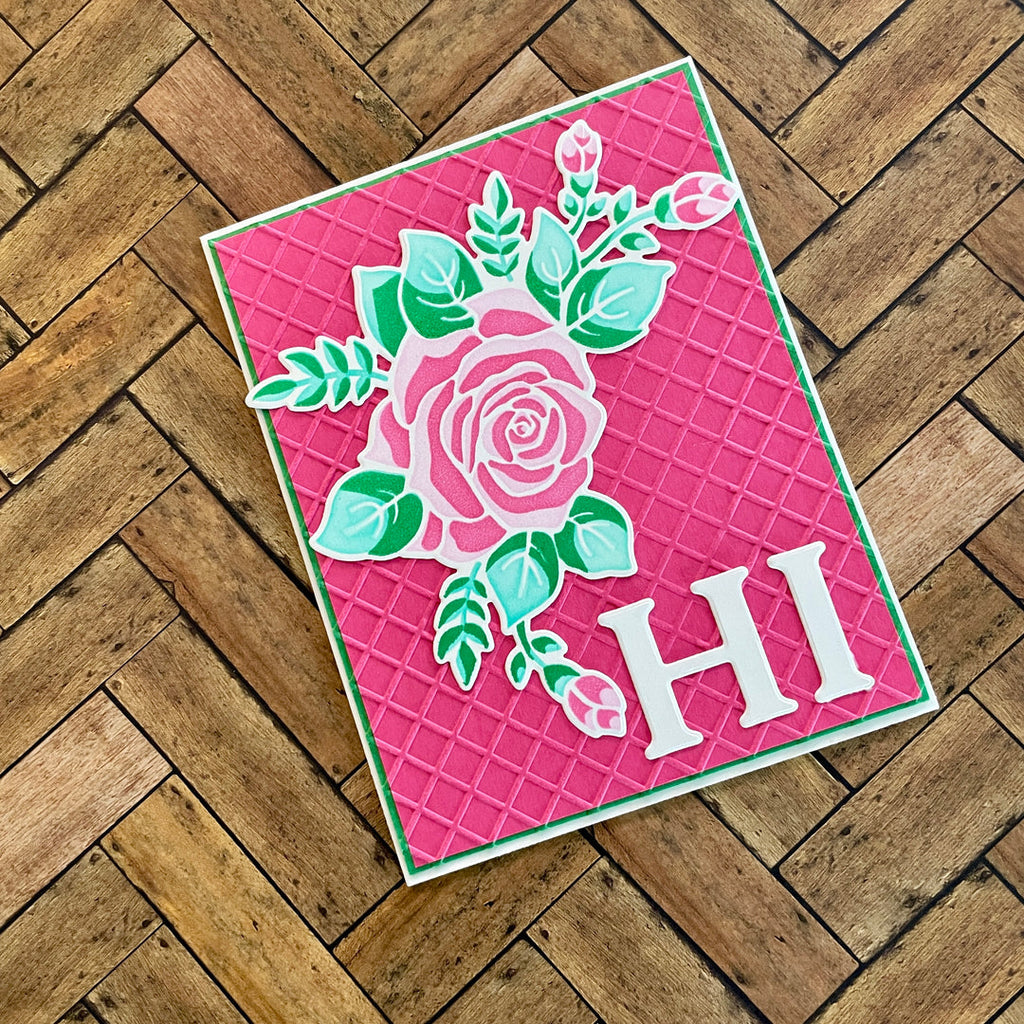 Gina K Designs Large Alphabet 'Hi' Greeting Card with Embossing Accent and Flowers