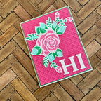 Gina K Designs Large Alphabet 'Hi' Greeting Card with Embossing Accent and Flowers