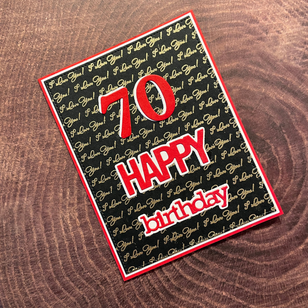 Gina K Designs Large Numbers Dies dwdie0732 Happy 70th Birthday Card