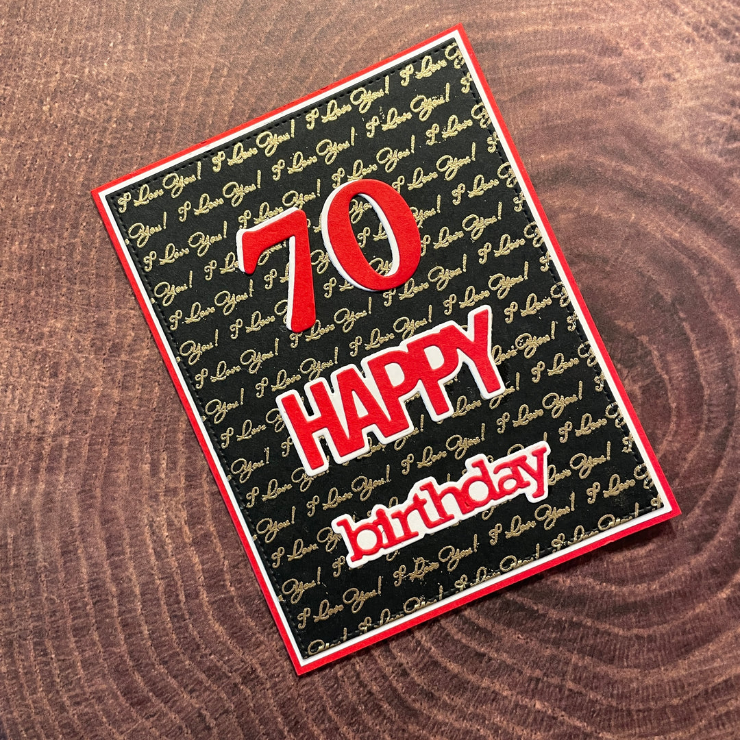 Gina K Designs Large Numbers Dies dwdie0732 Happy 70th Birthday Card