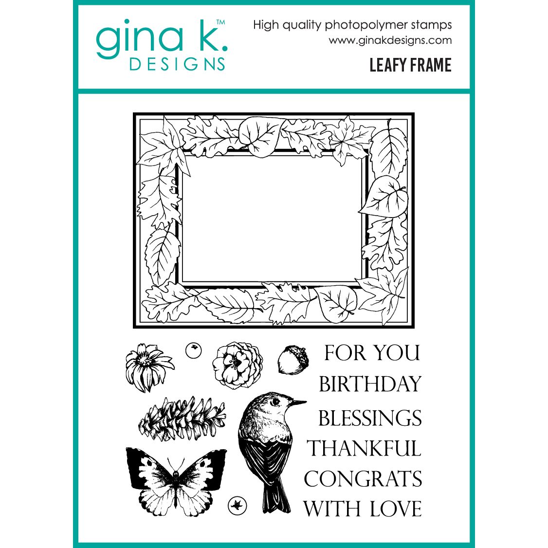Gina K Designs Leafy Frame Stamps mm158