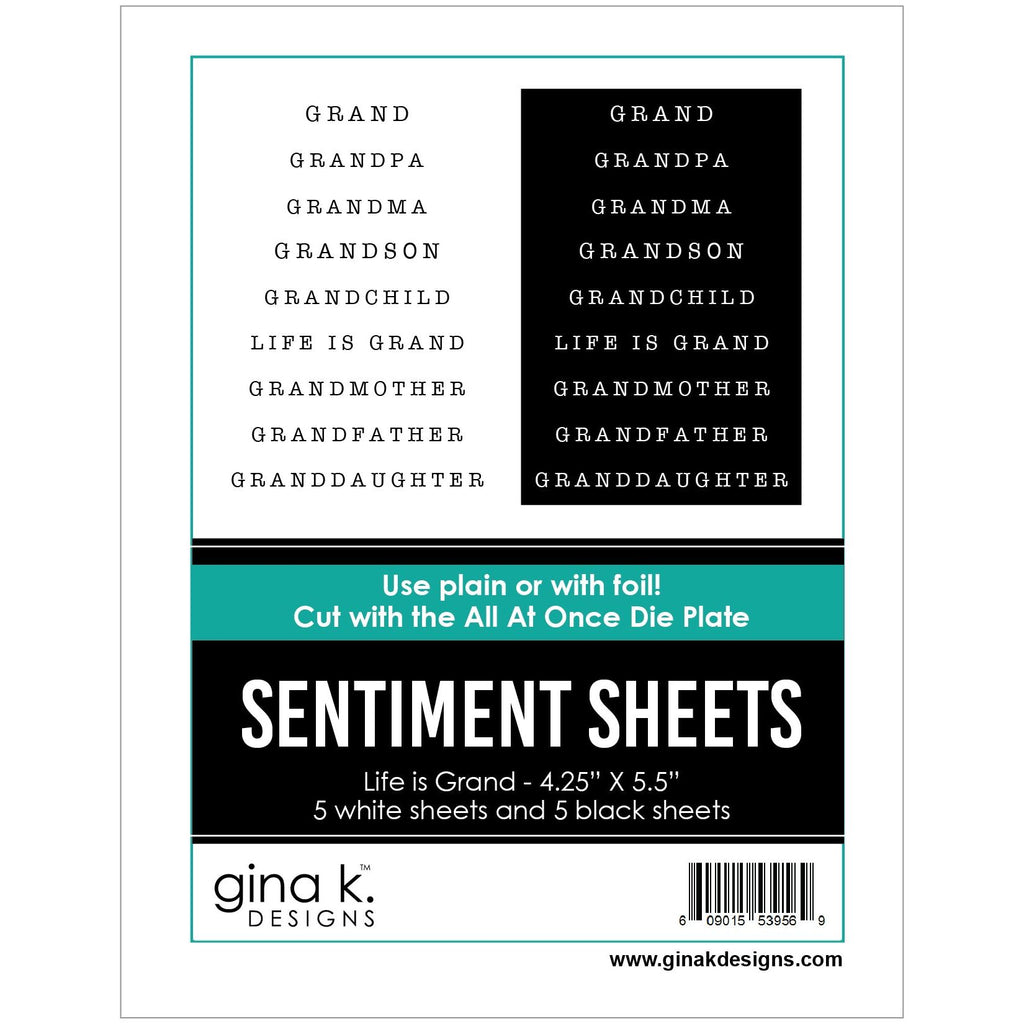 Gina K Designs Life is Grand Sentiment Sheets sslg