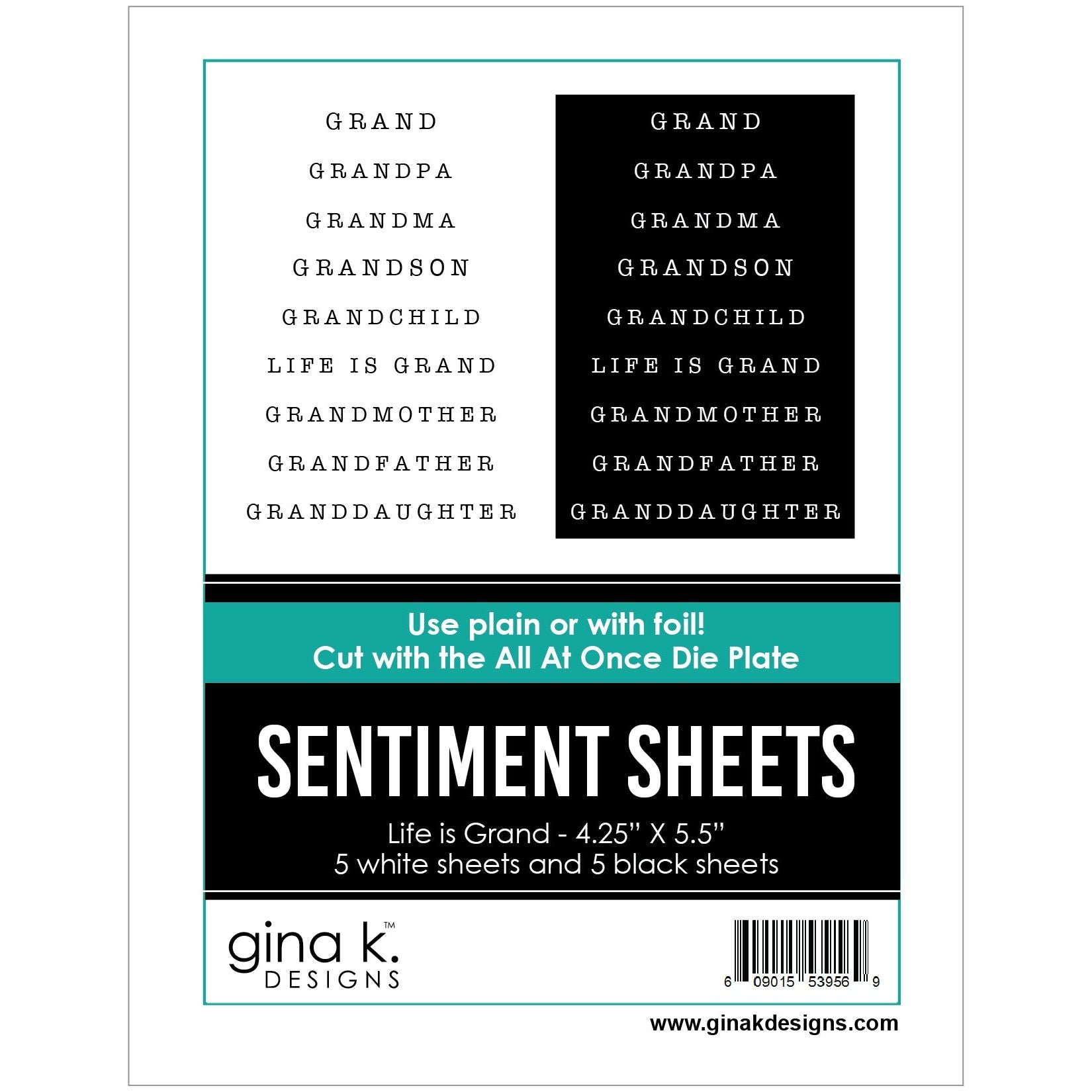 Gina K Designs Life is Grand Sentiment Sheets sslg